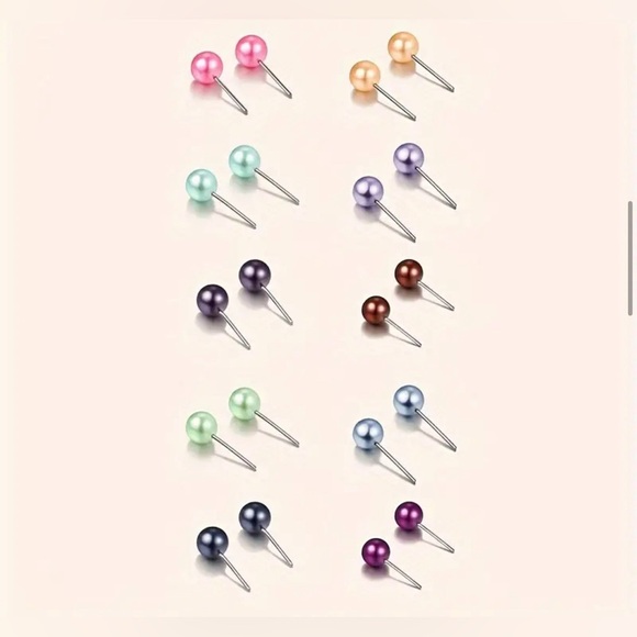 Wholesale Alert 🚨5pc Mix Faux Color Pearl Earrings Studs - Picture 3 of 7